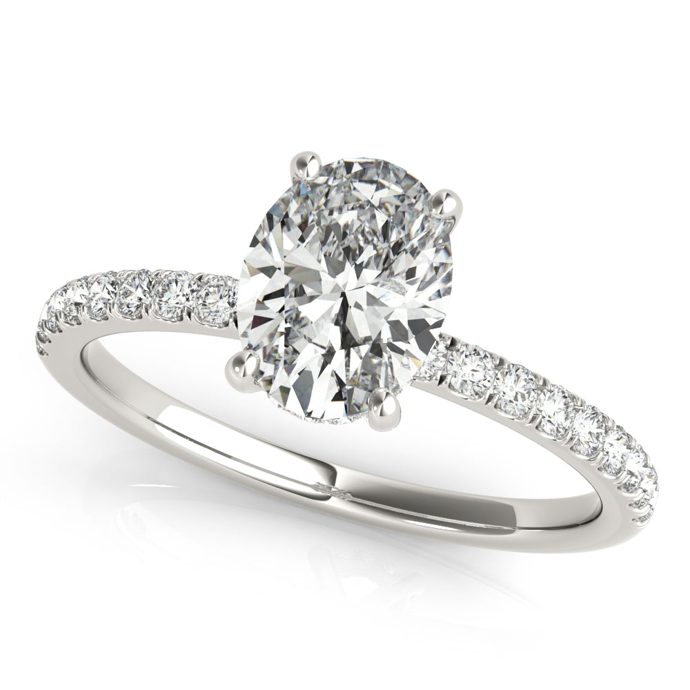 Oval with Hidded Halo and Diamond Accents $1399.00