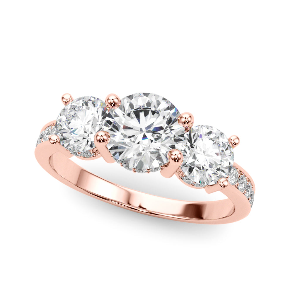 3 Stone Hidden Halo 3.30 Carat Total Weight $2799