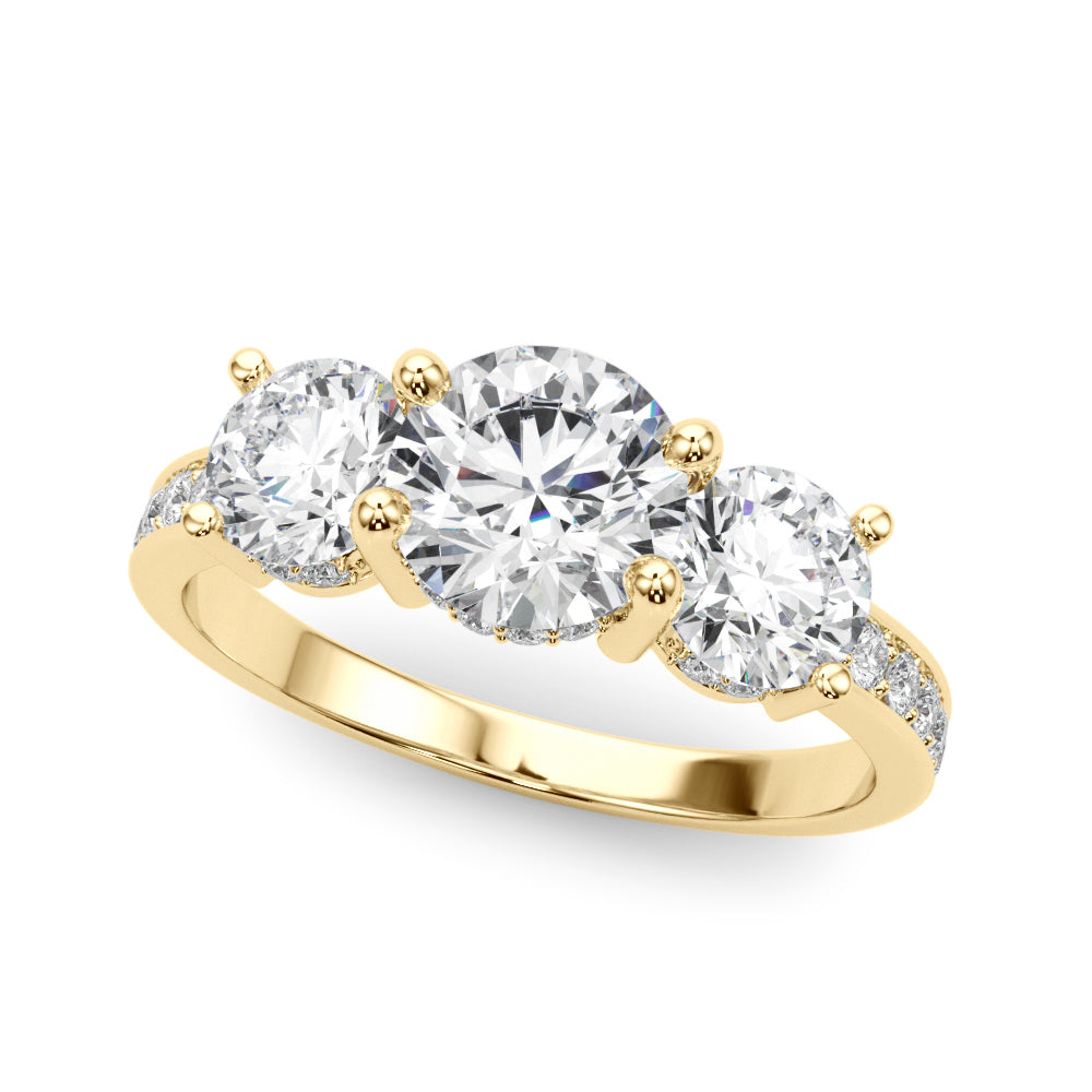 3 Stone Hidden Halo 3.30 Carat Total Weight $2799