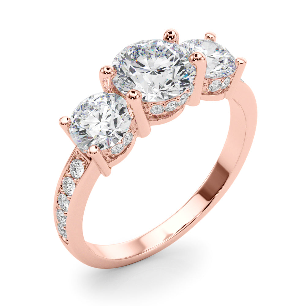 3 Stone Hidden Halo 3.30 Carat Total Weight $2799