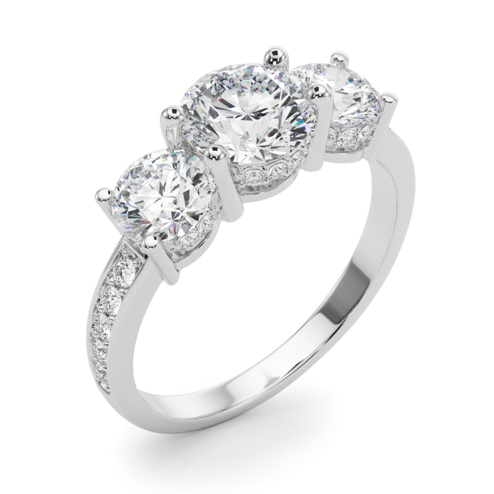 3 Stone Hidden Halo 3.30 Carat Total Weight $2799