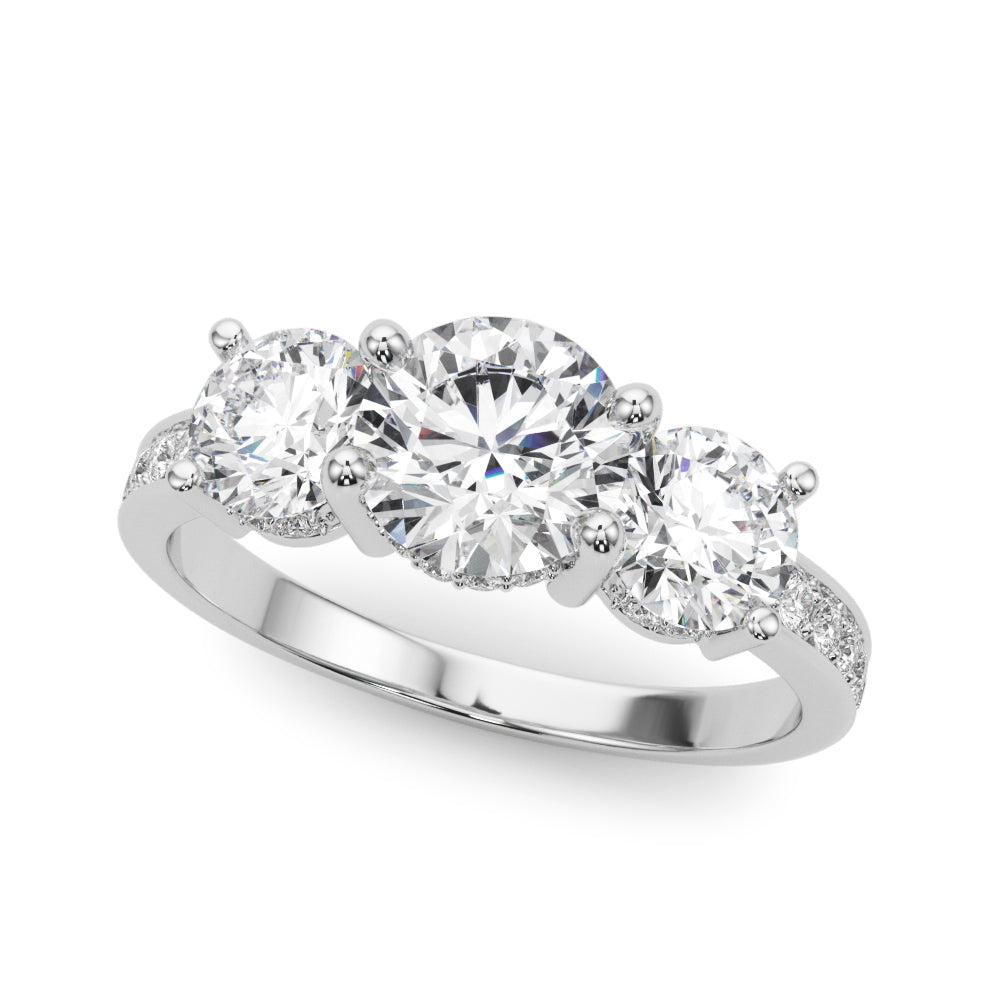 3 Stone Hidden Halo 3.30 Carat Total Weight $2799
