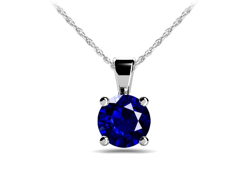 Round Sapphire Pendant Lab-Grown