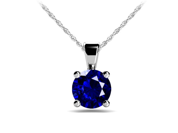 Round Sapphire Pendant Lab-Grown