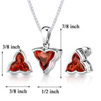 10.50 carat Tri Flower Cut Padparadscha Sapphire Pendant Earring Set in Sterling Silver    Regular Price $275.00