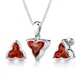 10.50 carat Tri Flower Cut Padparadscha Sapphire Pendant Earring Set in Sterling Silver    Regular Price $275.00