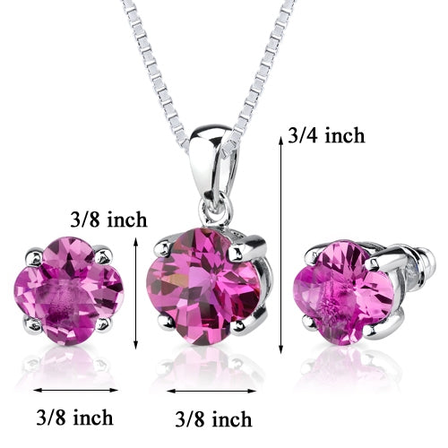 10.25 carat Checkerboard Lily Cut Pink Sapphire Pendant Earring Set in Sterling Silver  Regular Price $300.00