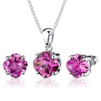 10.25 carat Checkerboard Lily Cut Pink Sapphire Pendant Earring Set in Sterling Silver  Regular Price $300.00
