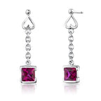 Sterling Silver Princess Cut Ruby Pendant Earrings Set   Regular Price $170.00