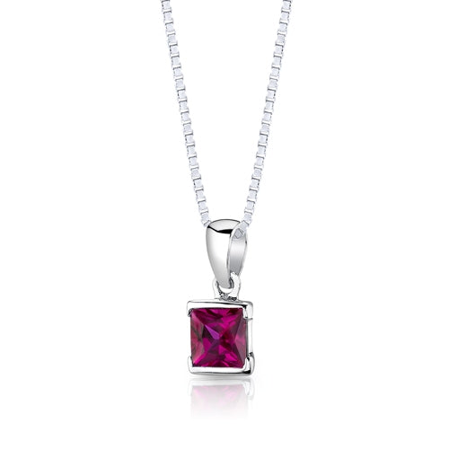 Sterling Silver Princess Cut Ruby Pendant Earrings Set   Regular Price $170.00