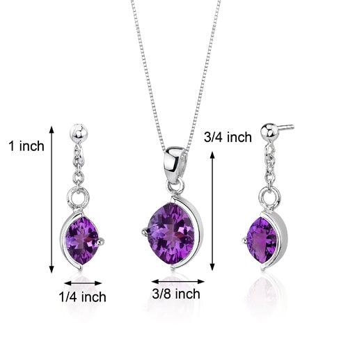 Museum Design 4.00 carats Marquise Cut Sterling Silver Amethyst Pendant Earrings Set Regular Price $240.00