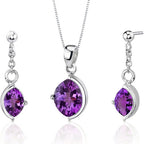 Museum Design 4.00 carats Marquise Cut Sterling Silver Amethyst Pendant Earrings Set Regular Price $240.00