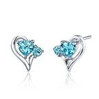 2.25 carats Heart Shape Sterling Silver Swiss Blue Topaz Pendant Earrings Set  Regular Price $190.00