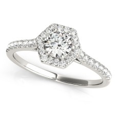 Hexagon  Halo with Diamonds Complete Includes Center Stone 1/2 Ct.